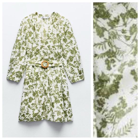 🌹NWT. Zara Unbleached Color/Khaki Embroidered Eyelet Short Dress. Size XL. - Picture 6 of 12